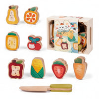 Cartoon Details Wooden Pretend Food Set Children's Kitchen Accessory Toy Portable