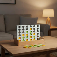 Wooden Connect Four Game Educational Board Activities Portable Box Set
