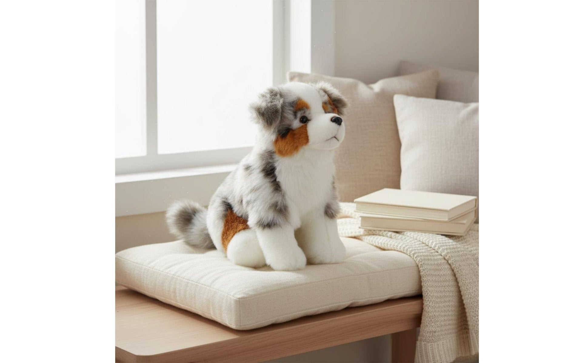 Australian Herder Stuffed Cuddly Realistic Dog Stuffed Soft for Playtime
