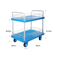Two-Tier Hand Cart Folding Flat Cart Smooth Effortless-Rolling Casters Folding Hand Truck
