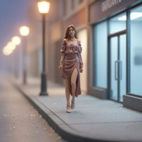 Walk Girl Figure High Detail Fashion Girl Miniature Setting Prop Painted Miniature Person