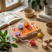 Wooden Outlet Board Geometric Child Play Item Polished Rounded for Children