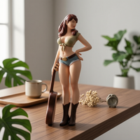 Hand Painted Resin Figurine Detailed Face Guitar Girl Figurine Smooth Surface Decor