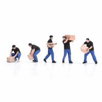 5 Pieces Delivery Worker Figures Realistic Pose 1/64 Scale Miniatures