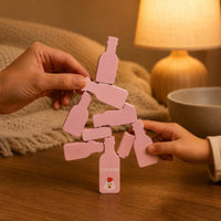 12 Pieces Bottle Bottle-Shaped Pieces Set Labeled Wooden Stacking Toy Painted