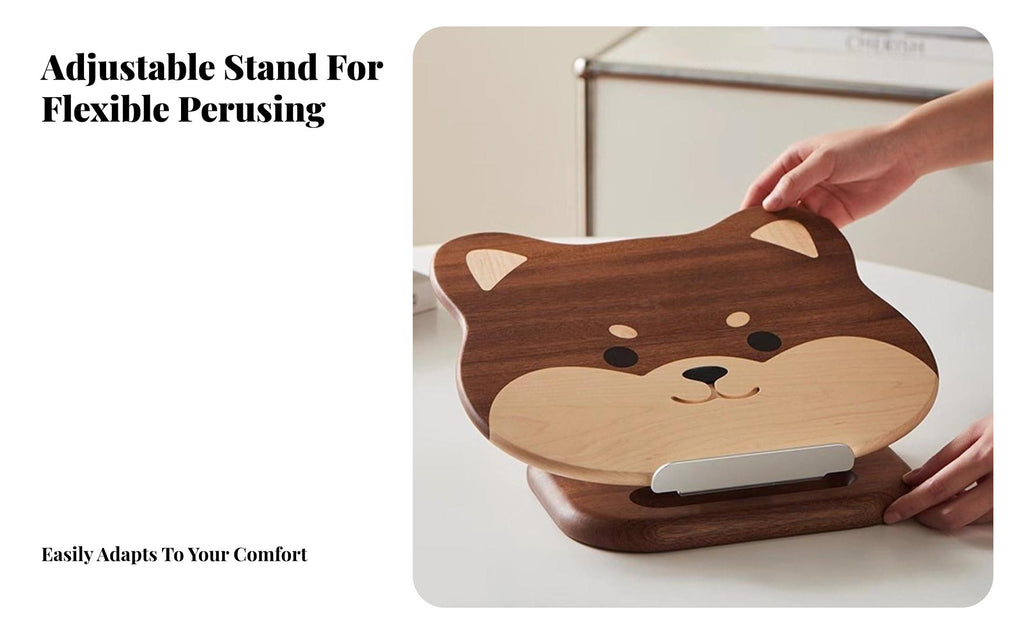 Cartoon Dog Bookrest Sturdy Adjustable Bookstand with Page Holders for Musicians