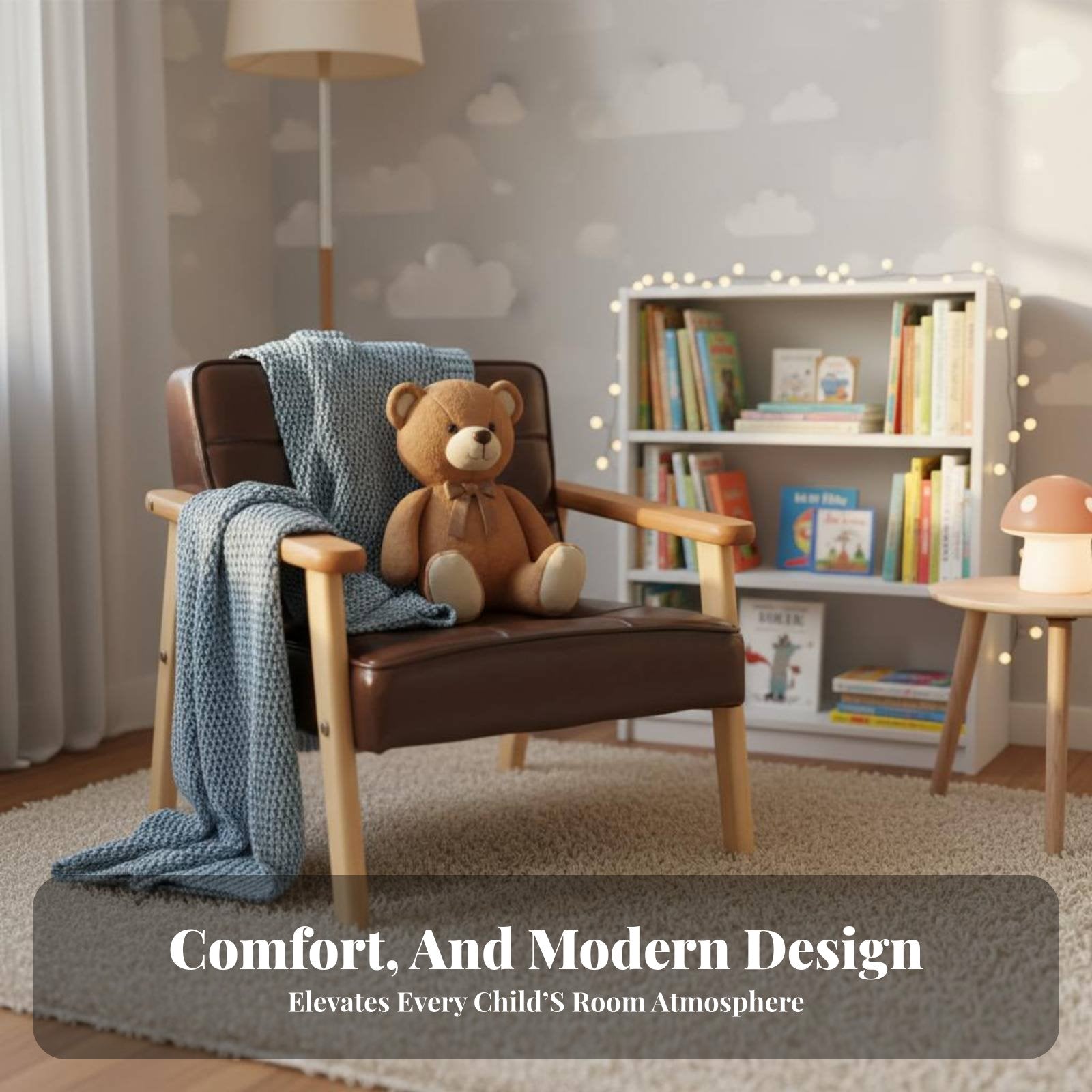 Padded Toddler Chair Solid Wood Frame childs' Sofa Soft and Comfortable