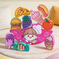 Food Themed Stacking Toy Educational Wooden Food Balance Game Builds Patience