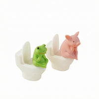 Sitting on Toilet Figurine Funny Desktop Novelty Ornament Solid-Looking for Car