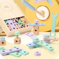 Wooden Toolbox Play Set Hands-on Wooden Nut Bolt Set Storage Box for Children