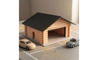 Parking Garage Model Gabled Roof Display Decor Gray Base