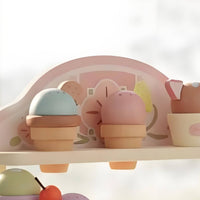 Wooden Play Kitchen Realistic Accessories Pretend Fridge Set Safe Materials