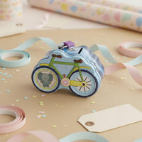 Cycle Shaped Piggy Bank Great Gift Idea Cartoon Change Bank with Lock Promotes Saving Routines Lockable Animal Tin for Kids, Children