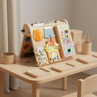LED Busy Board Early Education Four-in- Sensory Board Wooden Infant Toy for Infants, Home, Nursery