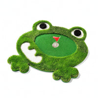 Central Cup Hole Frog Putting Mat Raised Eyes Floating Golf Putting Mat Target Marker Floating Golf Green Artificial Grass