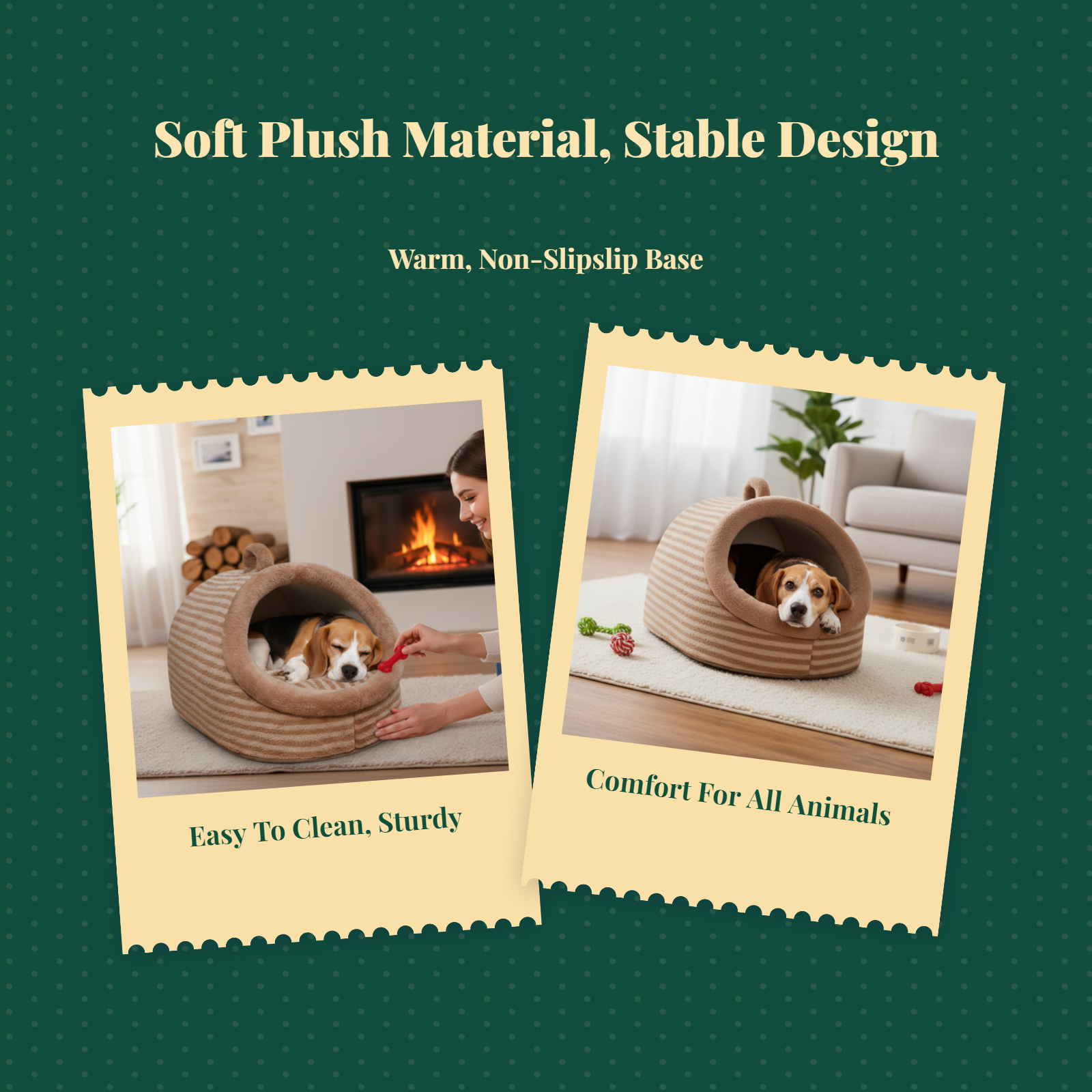 Semi-Enclosed Plush Pet Bed, Calming Indoor Sanctuary