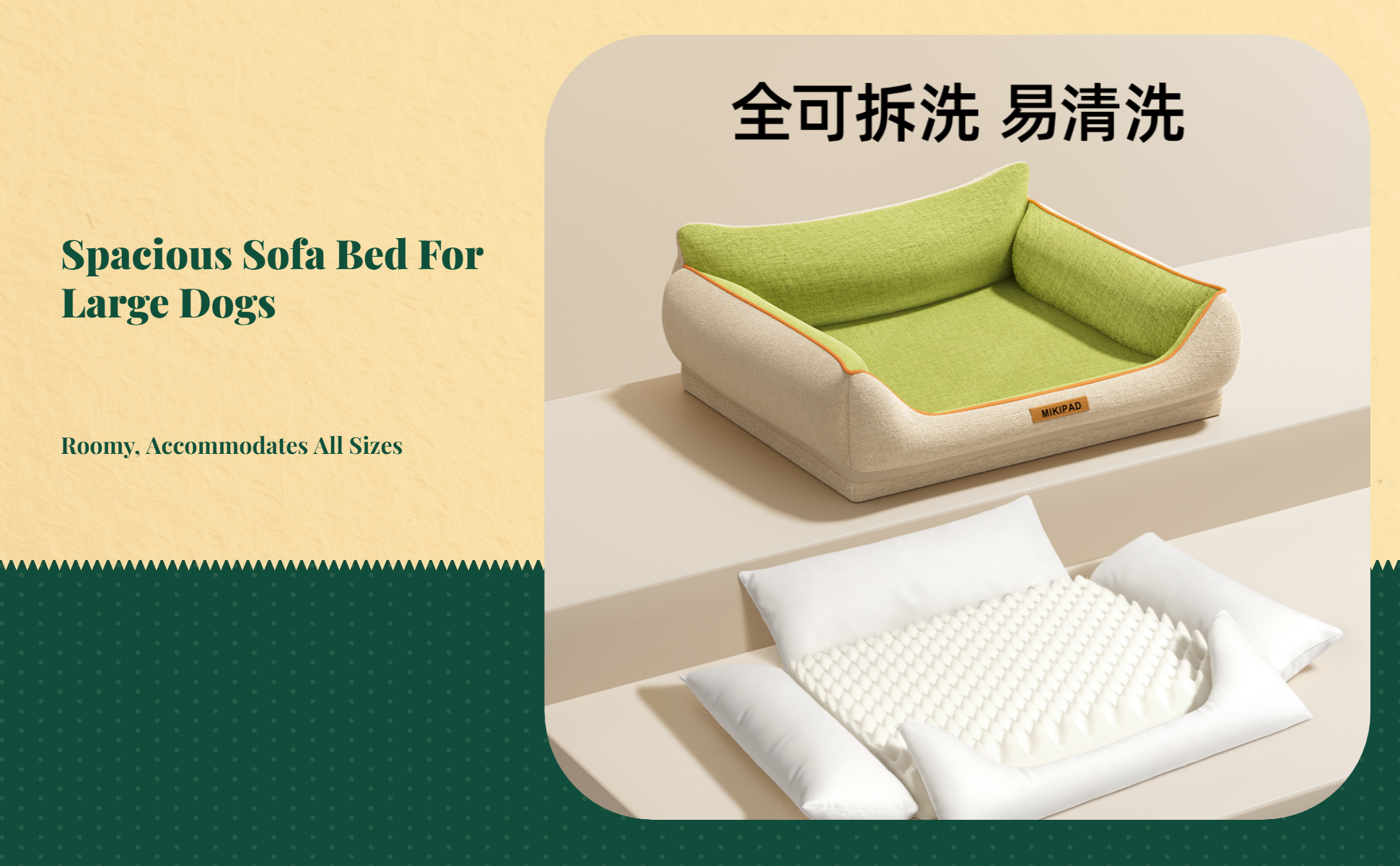 Orthopedic Dog Bed, Removable Cover, Non-Slip Sofa