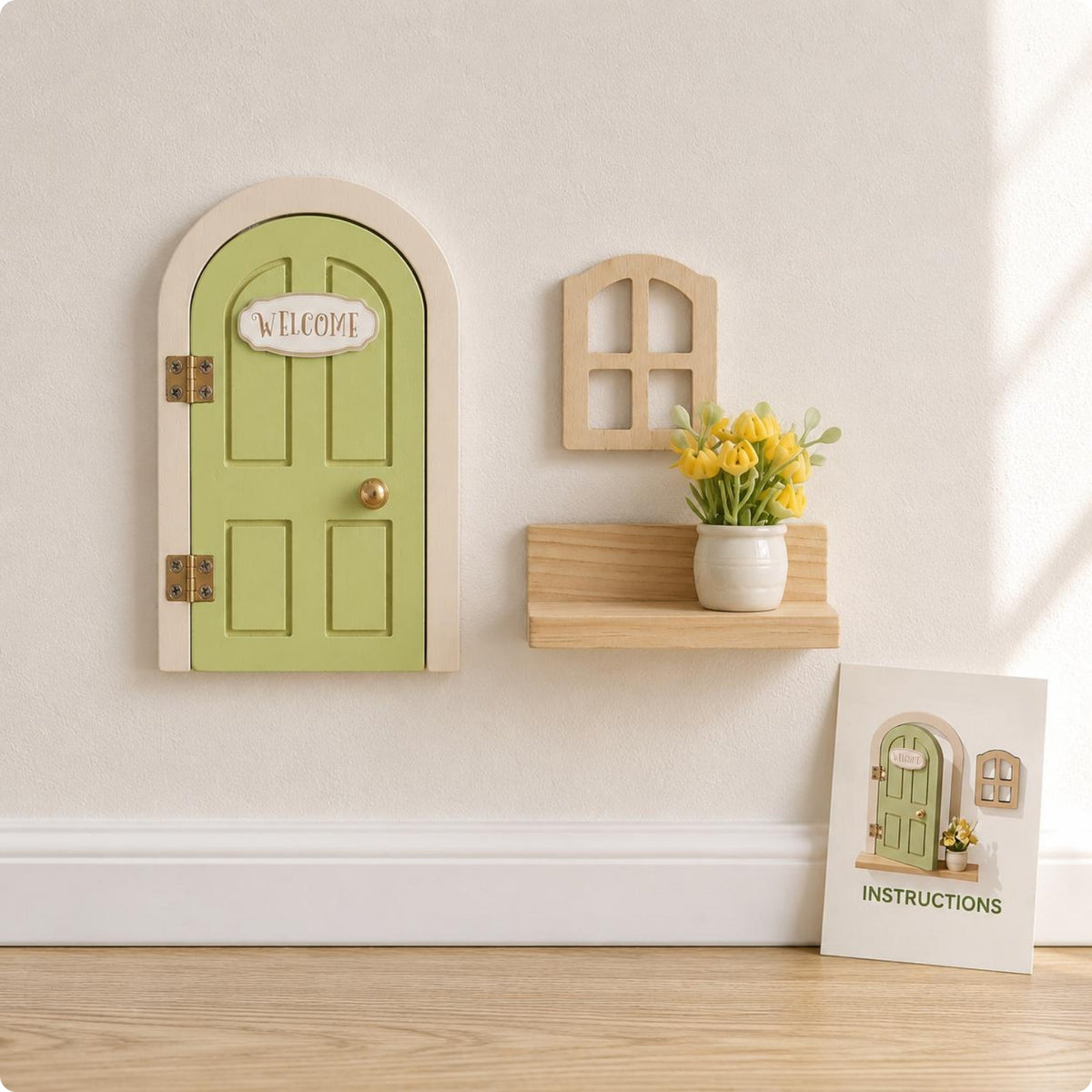 Fairy Door Set Welcome Plaque Home Decor Easy to Install