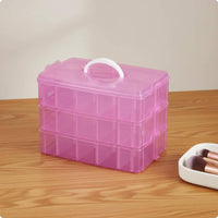 3-Layer Storage Box Multipurpose Transparent Organizer Box Clear View Portable Craft Organizer for Vanity