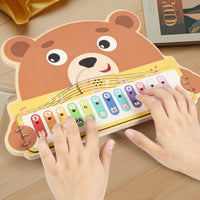 12-Key Wooden Xylophone Printed Music Stave Creature-Print Keyboard Numbered