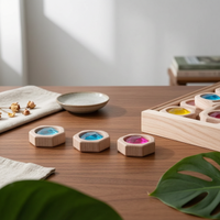 Wooden Light-Play Toy Compact Grid Wooden Stacking Blocks Educational