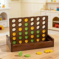 Four in a Row Game Educational Wooden Four in a Row Game Two Player for Classroom