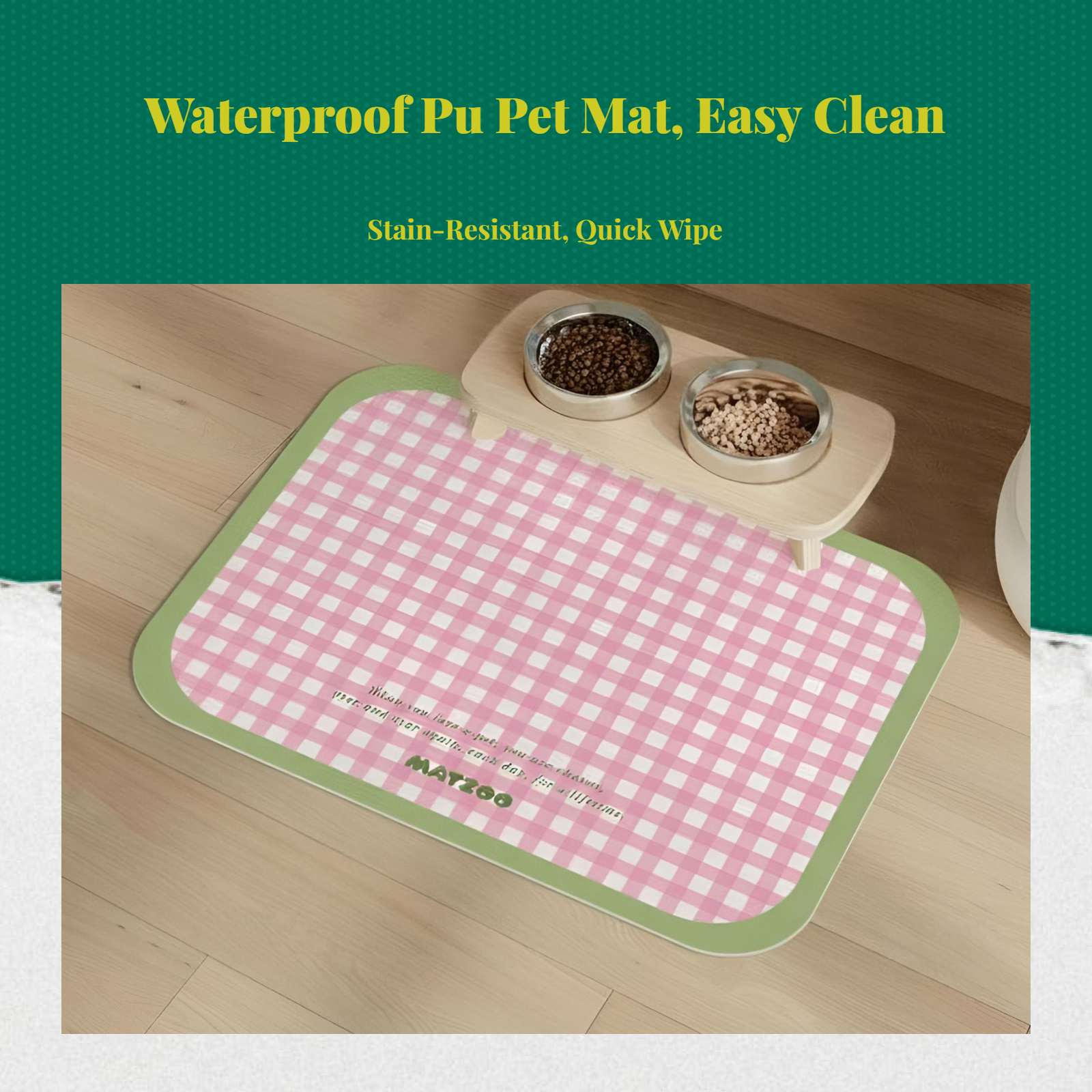 Pet Feeding Mat, Water-Resistant Cat and Dog Food Placemat, Non-Slip, Easy to Clean, Leak-Resistant, Suitable for Bowls