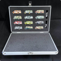 12 Pieces 1/110 Scale Bus Model Realistic Details Mini Bus Model Display Case with aluminum storage case for Collectors