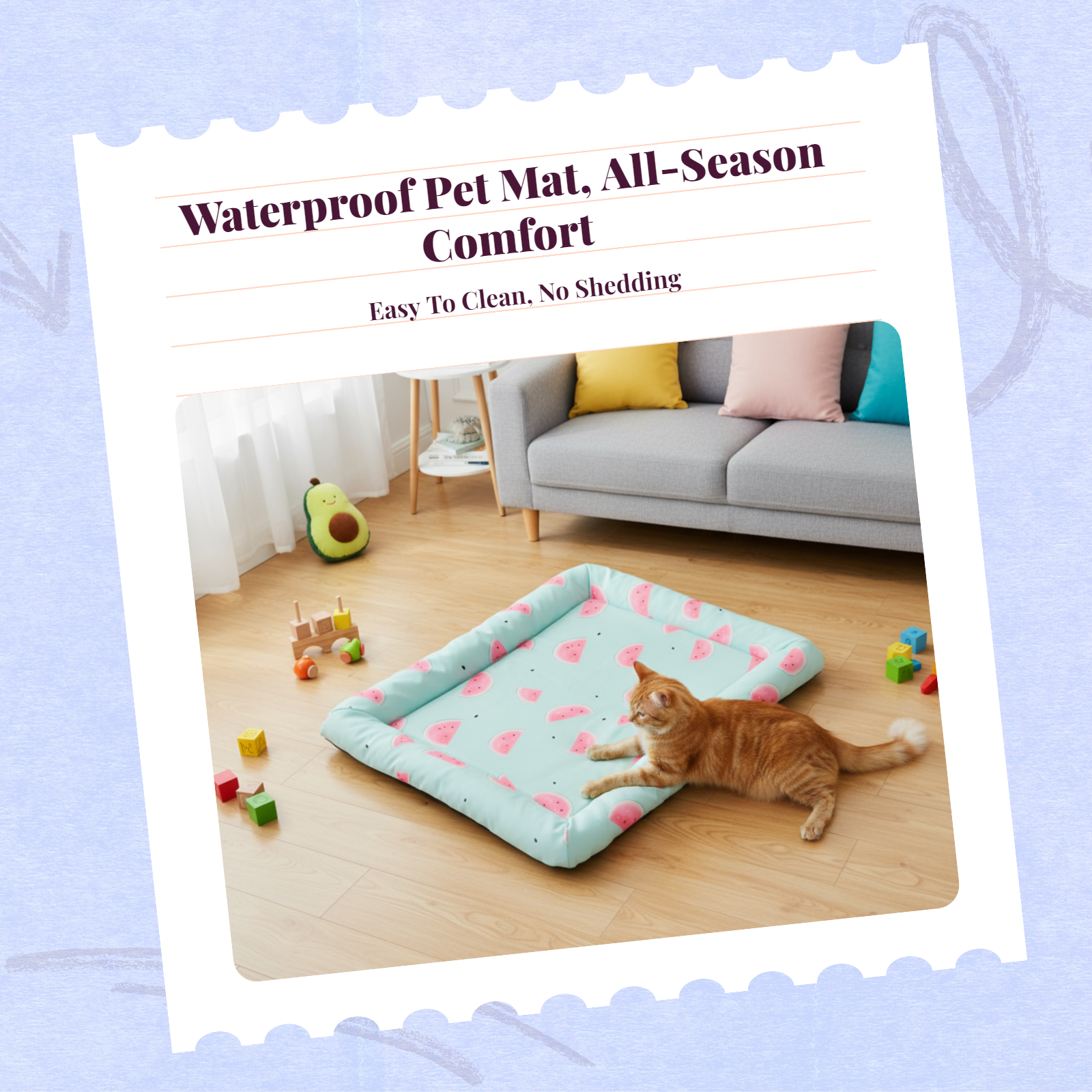Leak-Resistant Absorbent Pet Bed Mat Round Sleeping Pad
