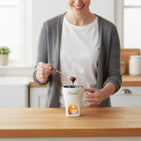 Personal Fondue Mug Heart Pattern Tea Light Fondue Set for Date Night, Couples
