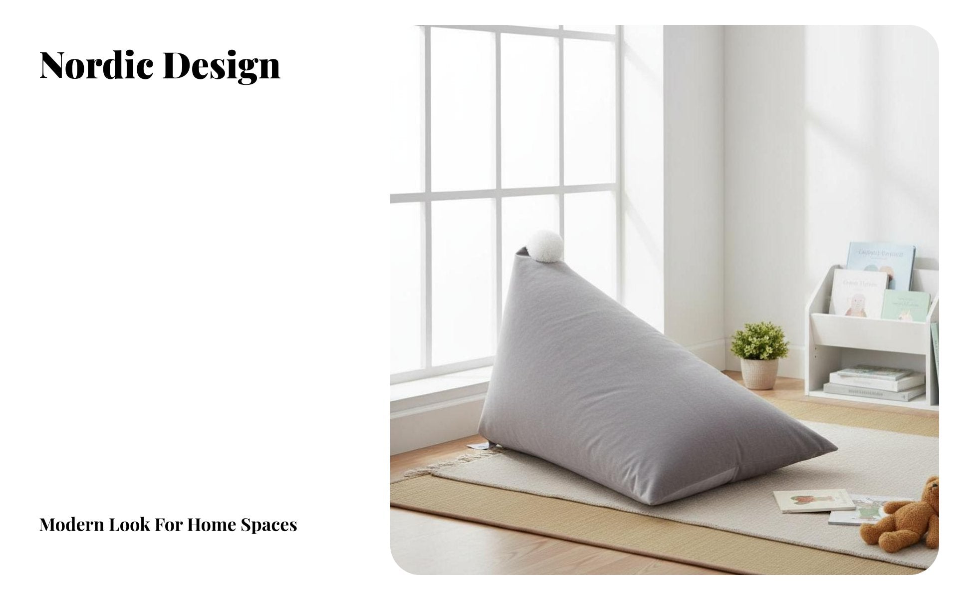 Pyramid Lounger with Tassel Nordic and Design Pouf Cleanable Cover Multifunctional for Children, Parents, Living Room
