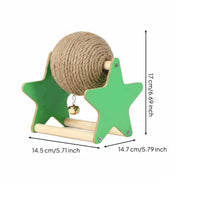 Scratching Ball on Stand Low Shedding Sisal Ball Scratcher Solid Wood Frame