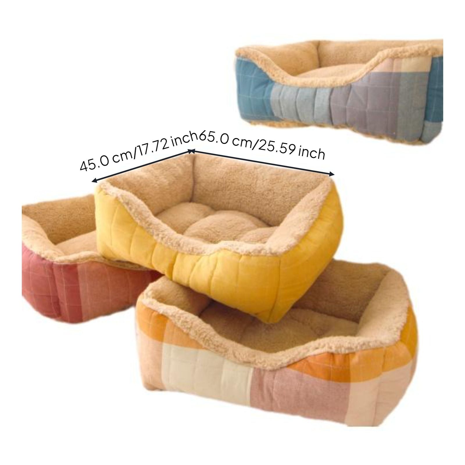 Lambswool semi-enclosed dog sofa with warm, removable cover.