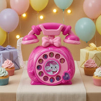 Retro Toy Telephone Coiled Cord Rotary-Style Toy Phone Pretend Play Telephone Heart Detail Motor Skills for Children