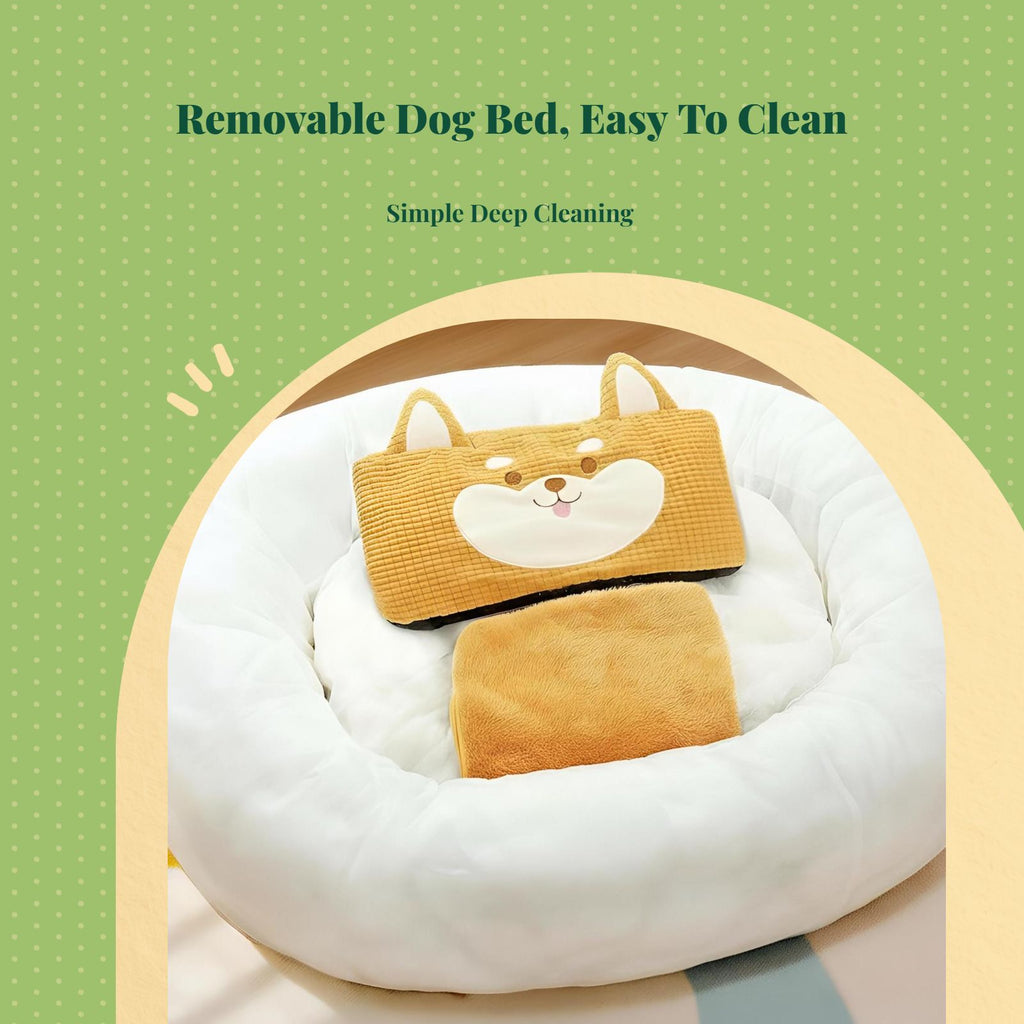 Plush dog bed with removable cover