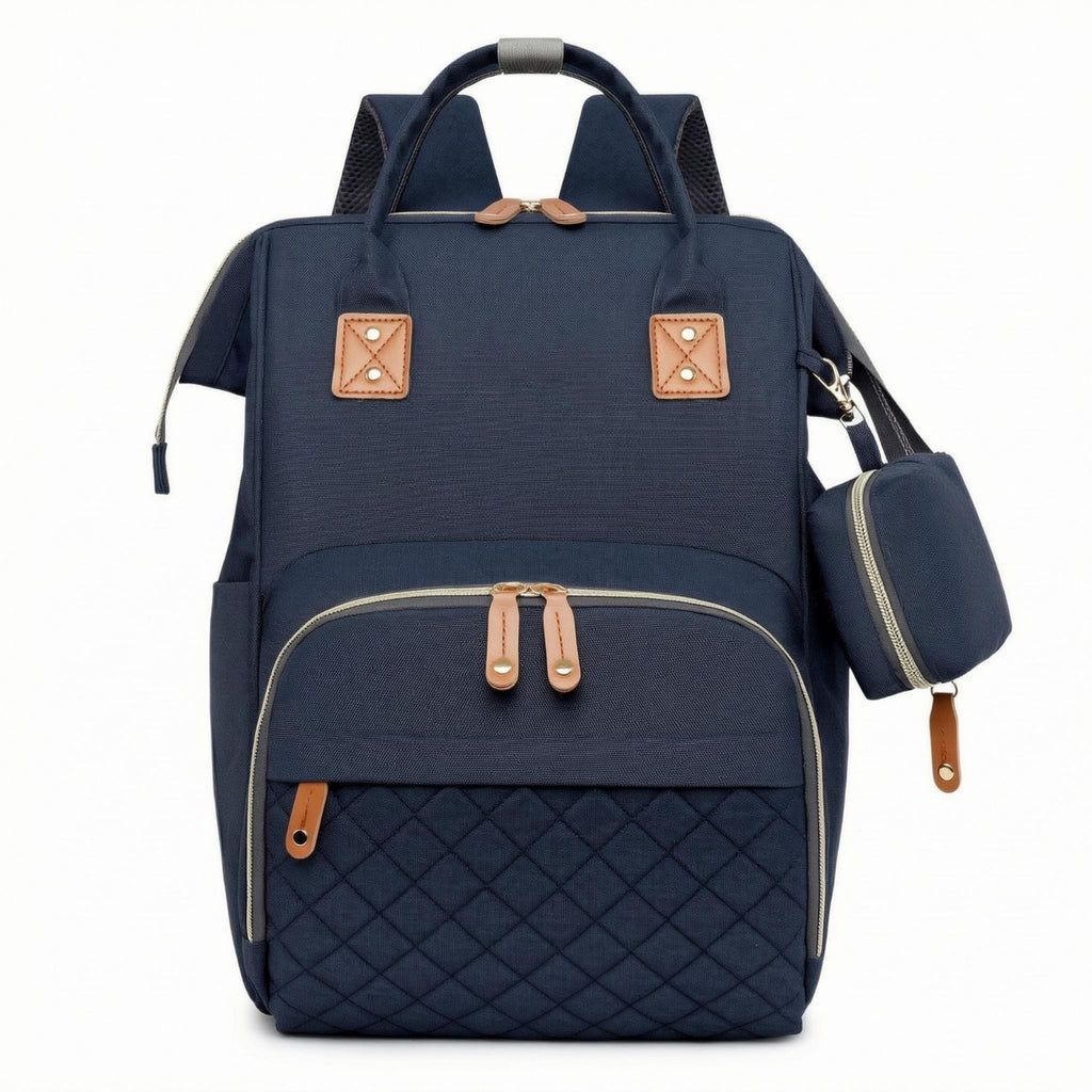Multifunction Diaper Backpack Quilted Front Nursery Storage Top Handle
