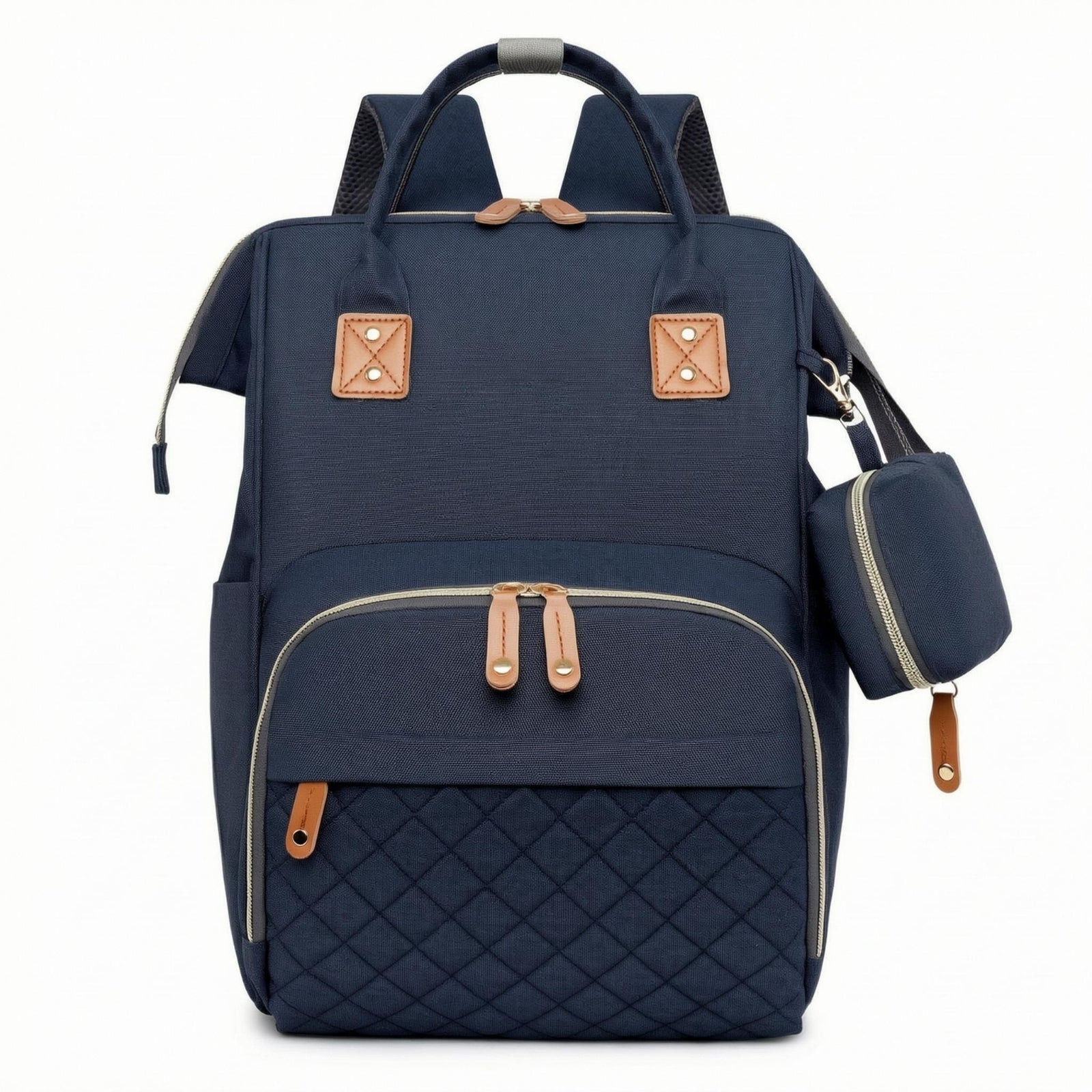 Multifunction Diaper Backpack Quilted Front Nursery Storage Top Handle