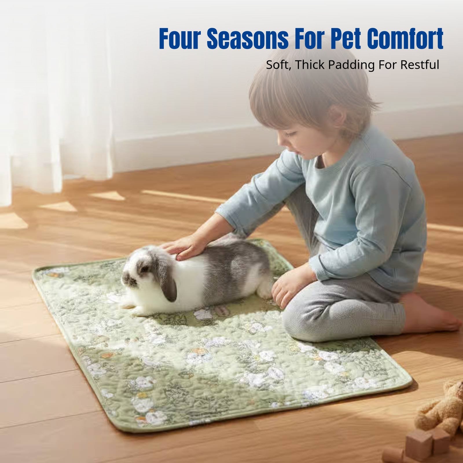 Thick Hare Enclosure Base Mat, Four-Season Pet Ground Pad, Multi-Functional Bed Blanket, Random Color