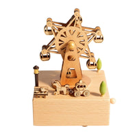 Hand-Turn Musical Box No Batteries Wooden Crank Musical Box Natural Wood