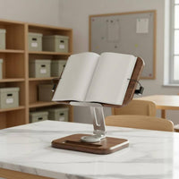 Wooden Book Rest Solid Wood Adjustable Book Holder Aluminum Alloy Arm Walnut Recipe Holder for Students