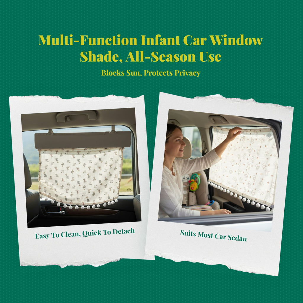 Car window sun shield for infants, fabric privacy screen with suction holder holder, sun protection, side window, easy installation