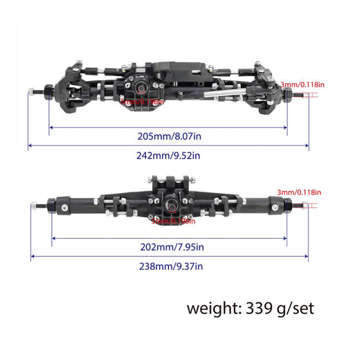 1/10 Scale Crawler Axle Set Front and Rear Straight Axles