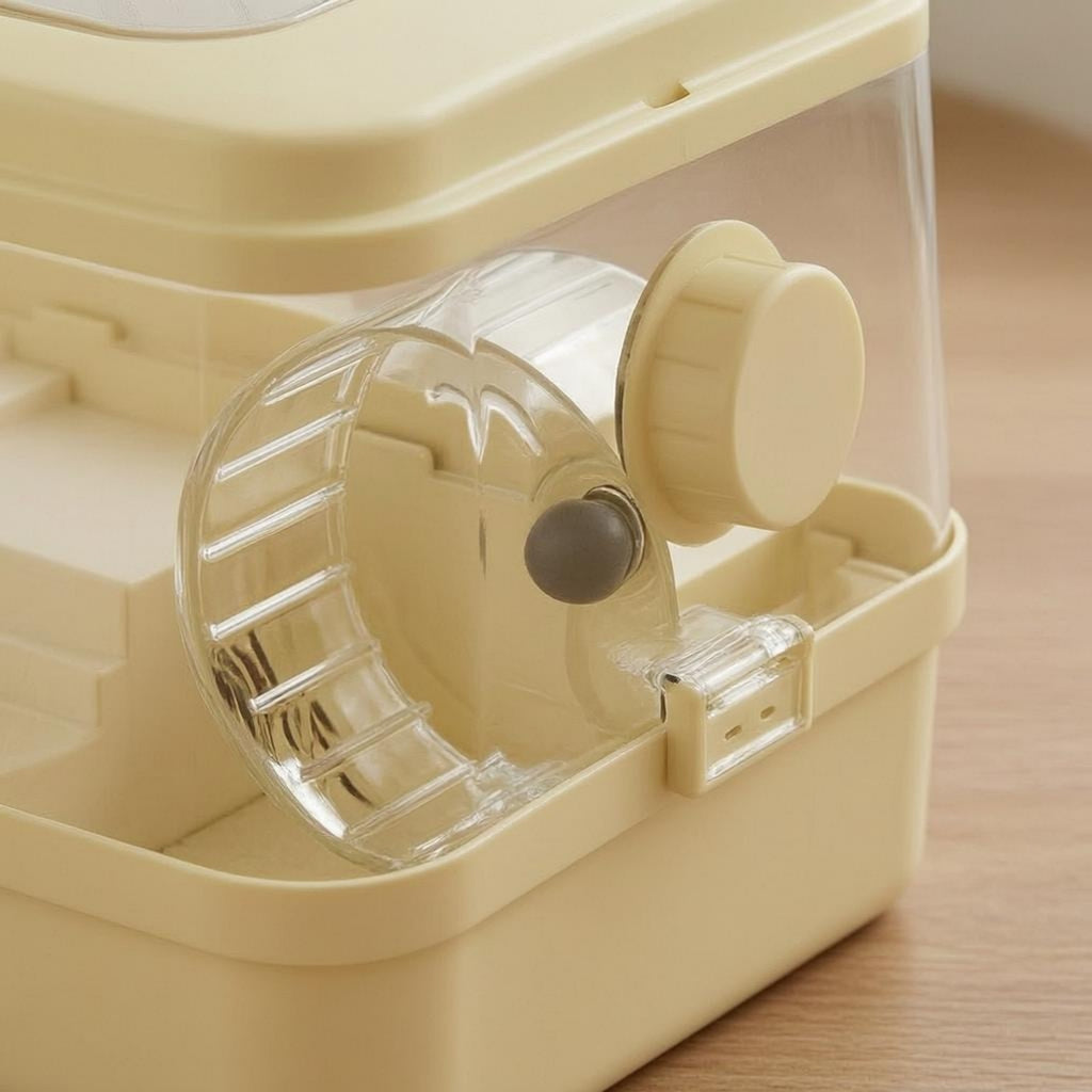 Clear Acrylic Hamster Enclosure Tunnel-Design Wheel Small Pet Home Rounded