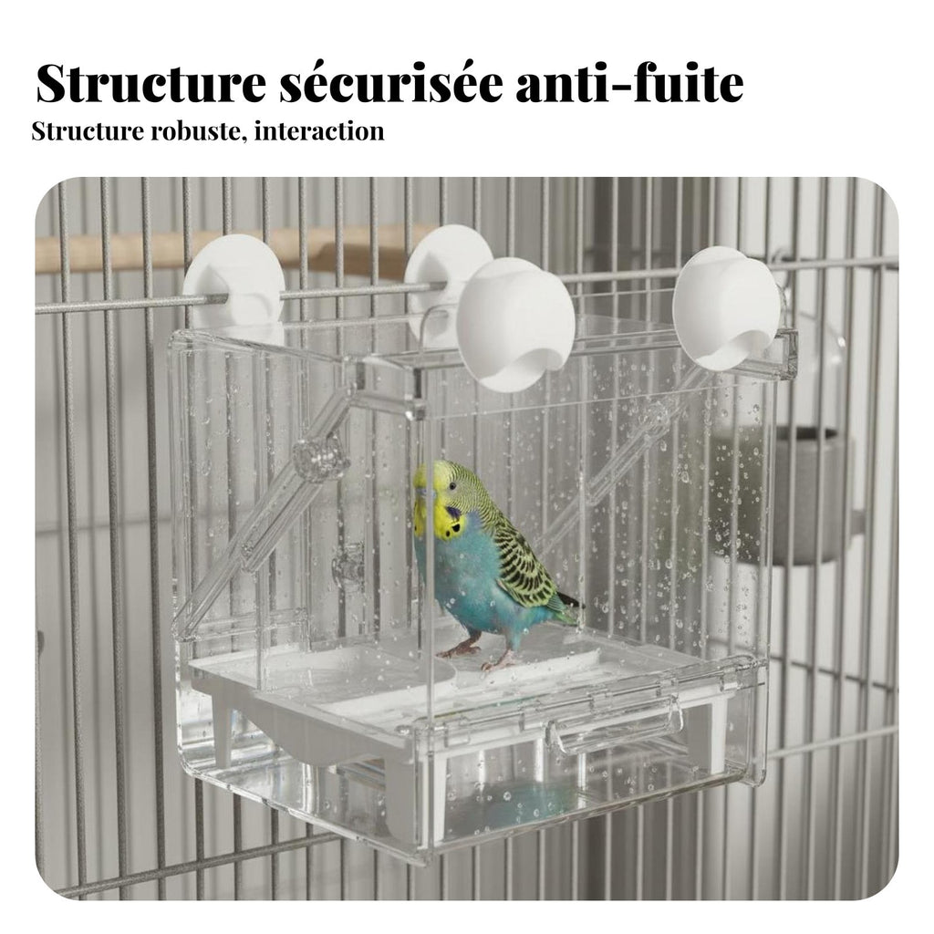 Multi-Functional Bird Feeder Bath Anti-Splash Parrot Shower Box Multipurpose Use