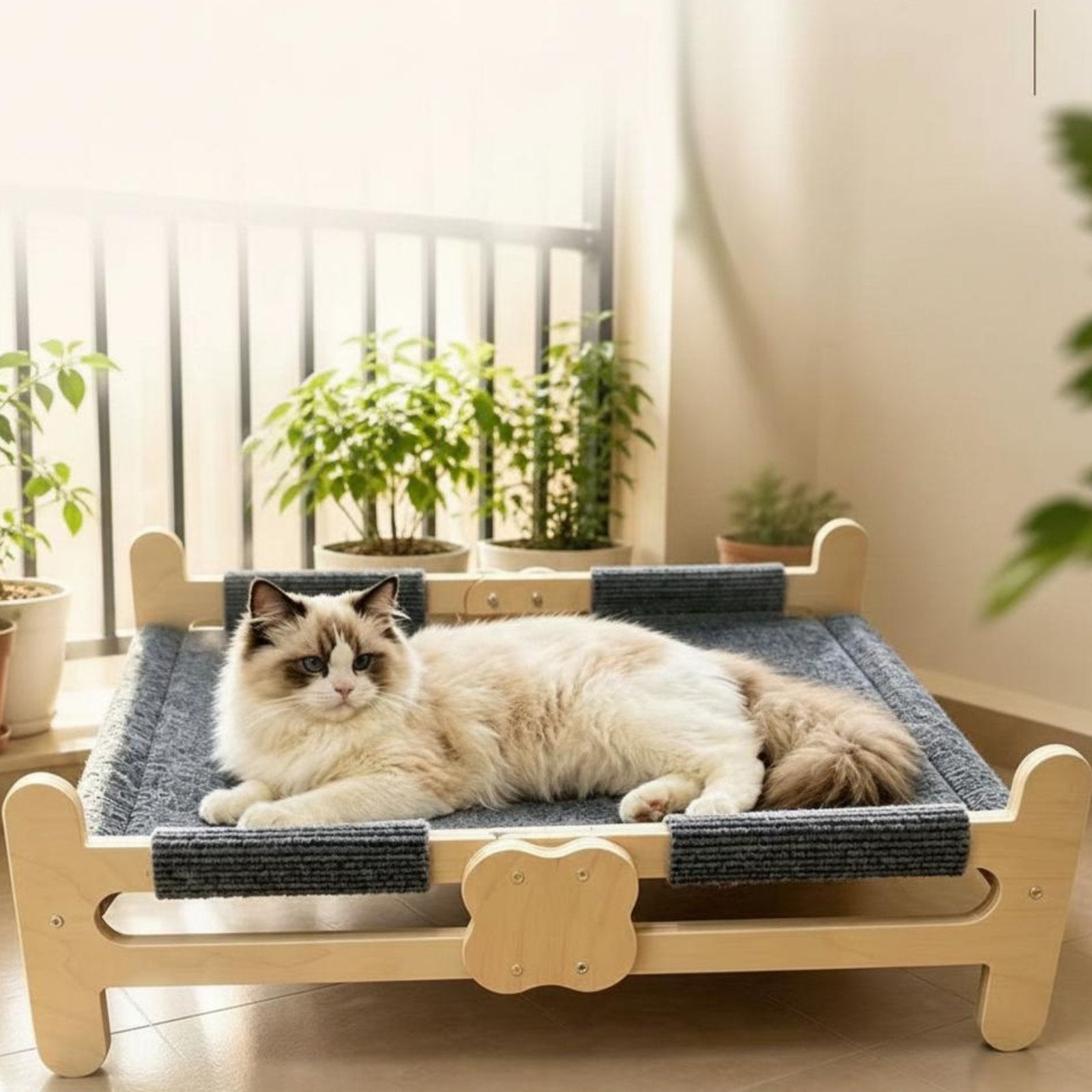 Cat and Dog Hammock Bed Waterproof Cat Hammock Bed Scratch-Resistant Wooden Pet Cot for Cats, Small Dogs, Indoor