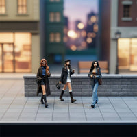 3 Pieces Pedestrian Figures Molded Accessories Hand-Painted Resin Figures