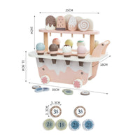 Wooden Ice Cream Cart Developmental Learning Influenced Child Children's Plaything Pretend Ice Cream Cart for Kids