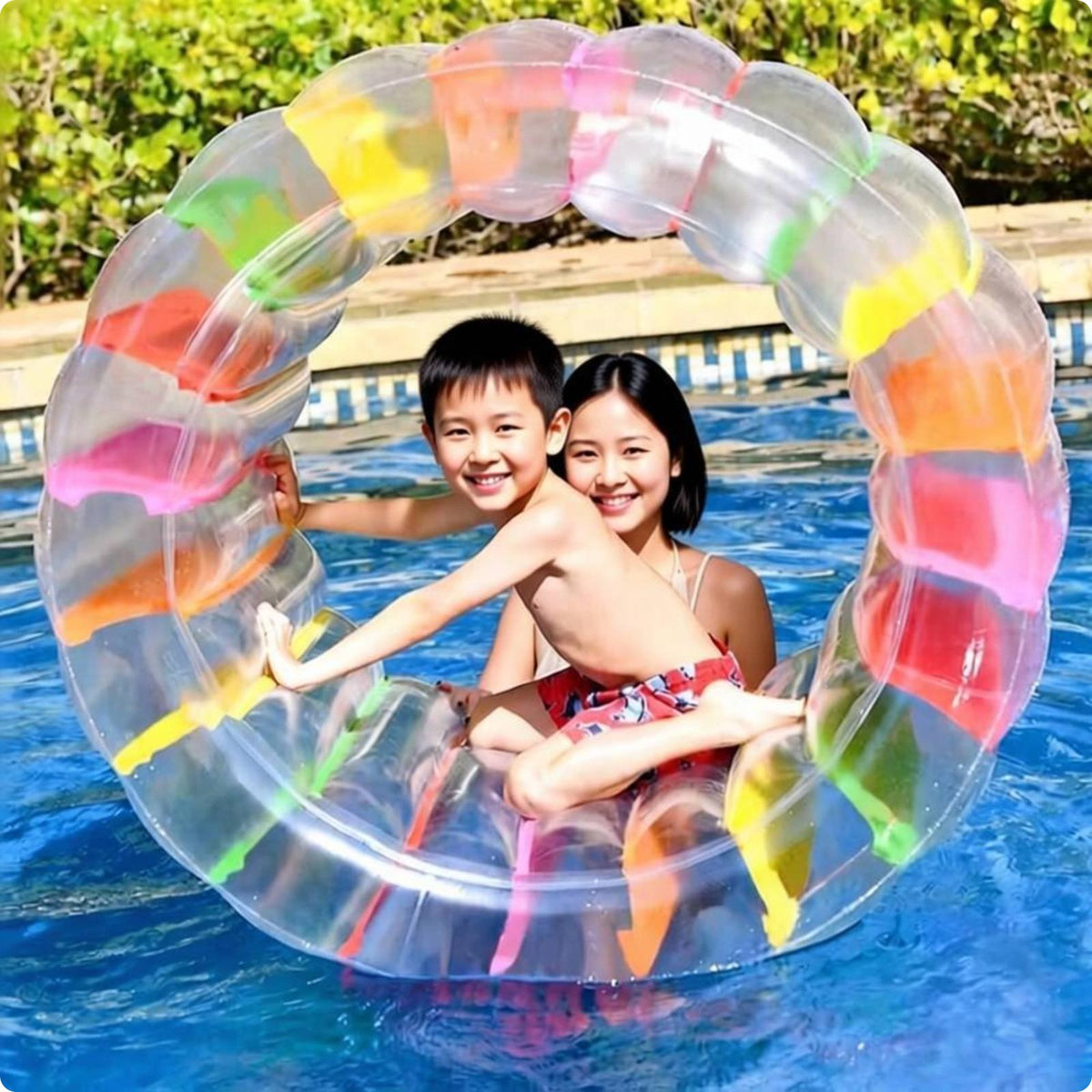 Inflatable Water Wheel Sturdy Colorful Inflatable Tube Rainbow Colors