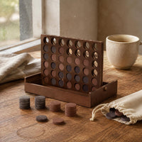 Wooden Four in a Row Game Educational Wooden Connect 4 Game 2 Player for Home