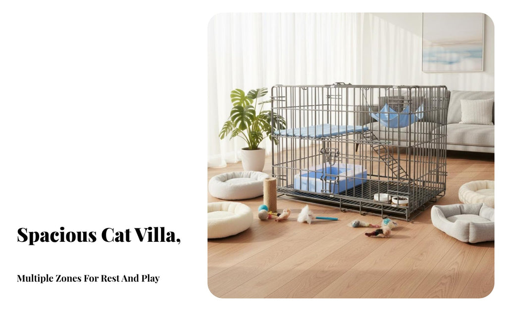 Multi-Level Cat Villa with Integrated Toilet additional Large Space for Home, Indoors